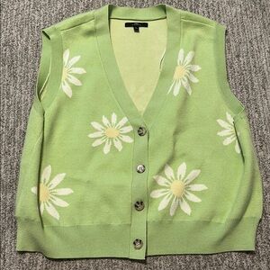 Zara Green and White Floral Cardigan